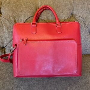 Levenger Crimson Laptop Bag with Front Pocket